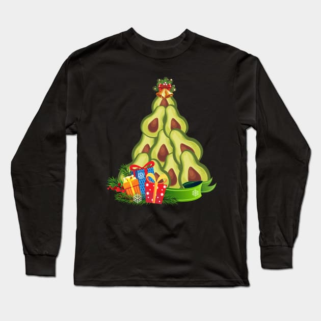 Avocado Christmas Tree - Avocado Lover Long Sleeve T-Shirt by Happy Shirt